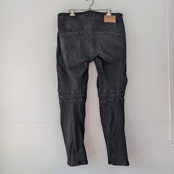 Parasuco Men's Moto / Biker Fit Distressed Black Jeans ~ Size 38 - Picture 7 of 12